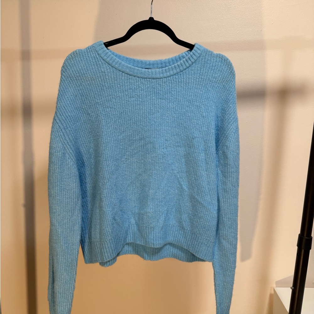 H&M Blue Crew Neck Sweater Soft Knit Essential